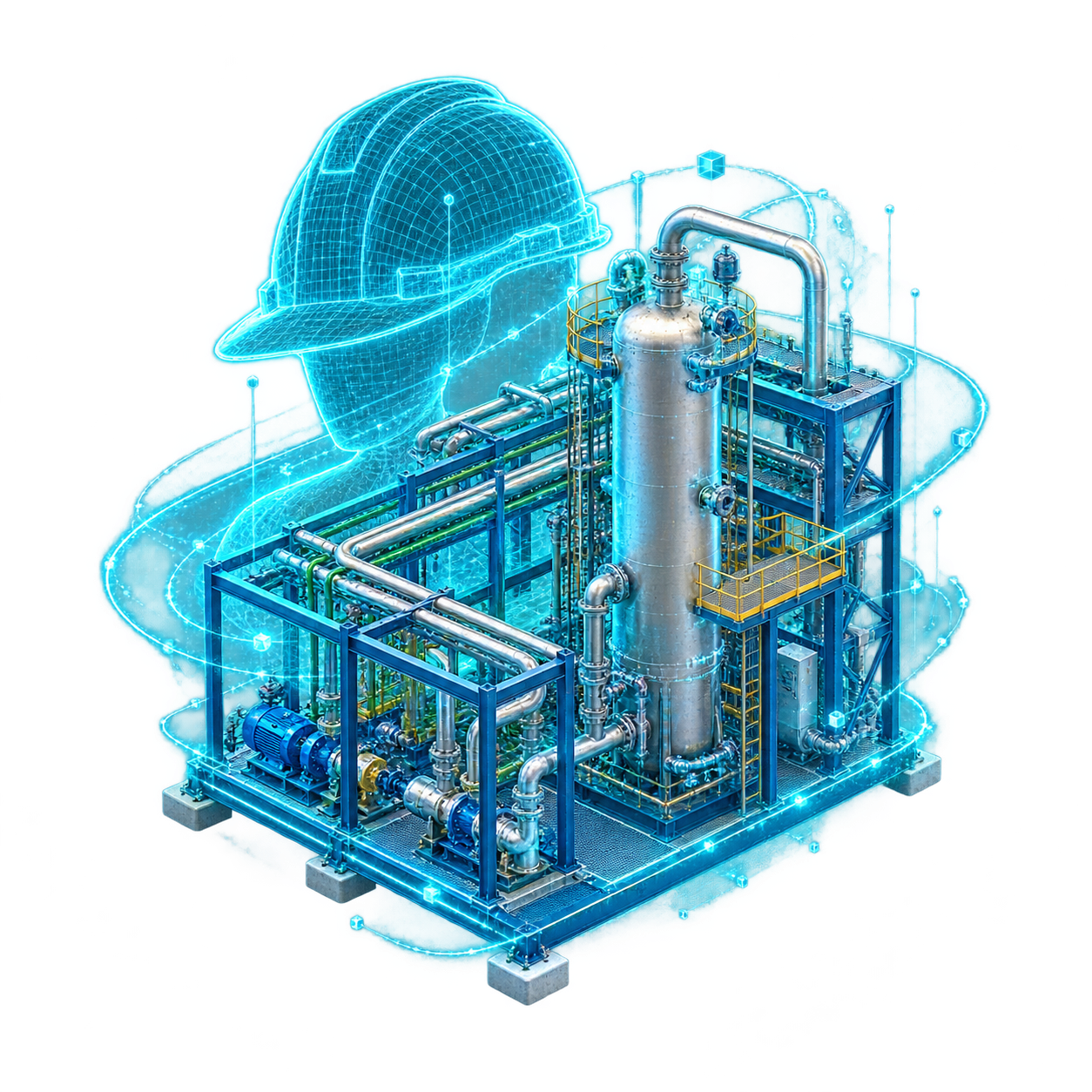 Visual holográfico de ingeniería industrial y ejecución en campo